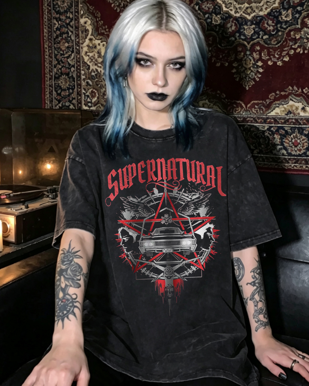 Classic Demon Hunter Muscle Car Washed T-Shirt