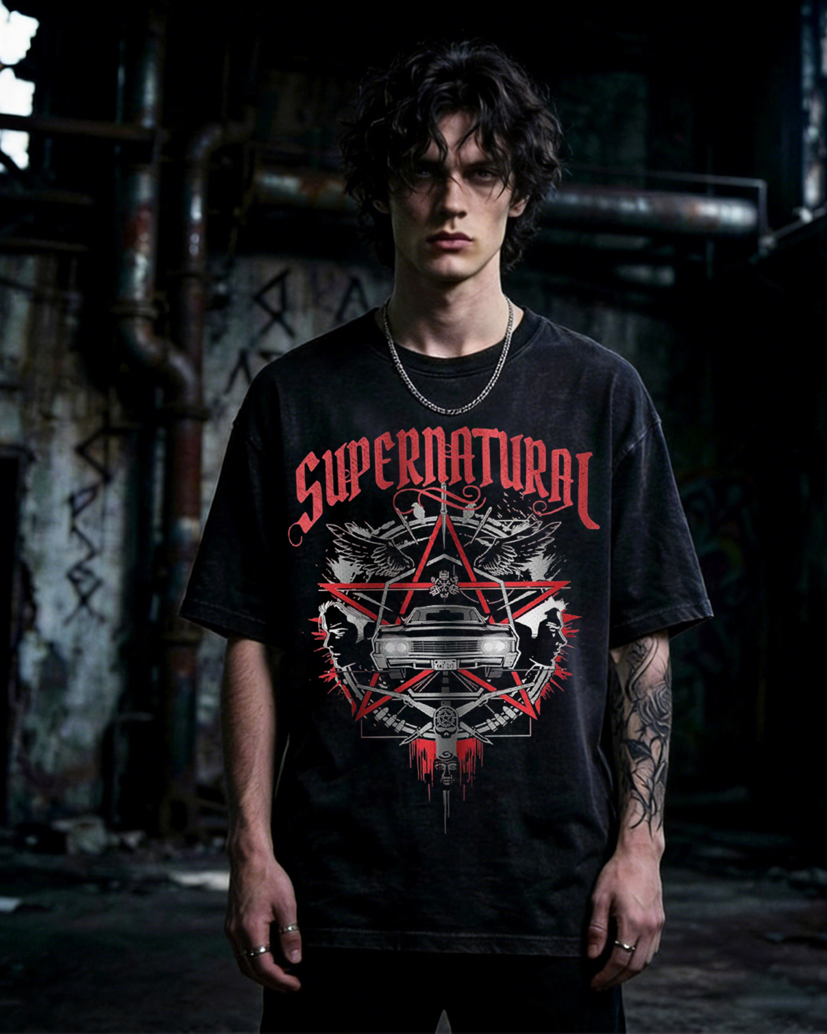 Classic Demon Hunter Muscle Car Washed T-Shirt