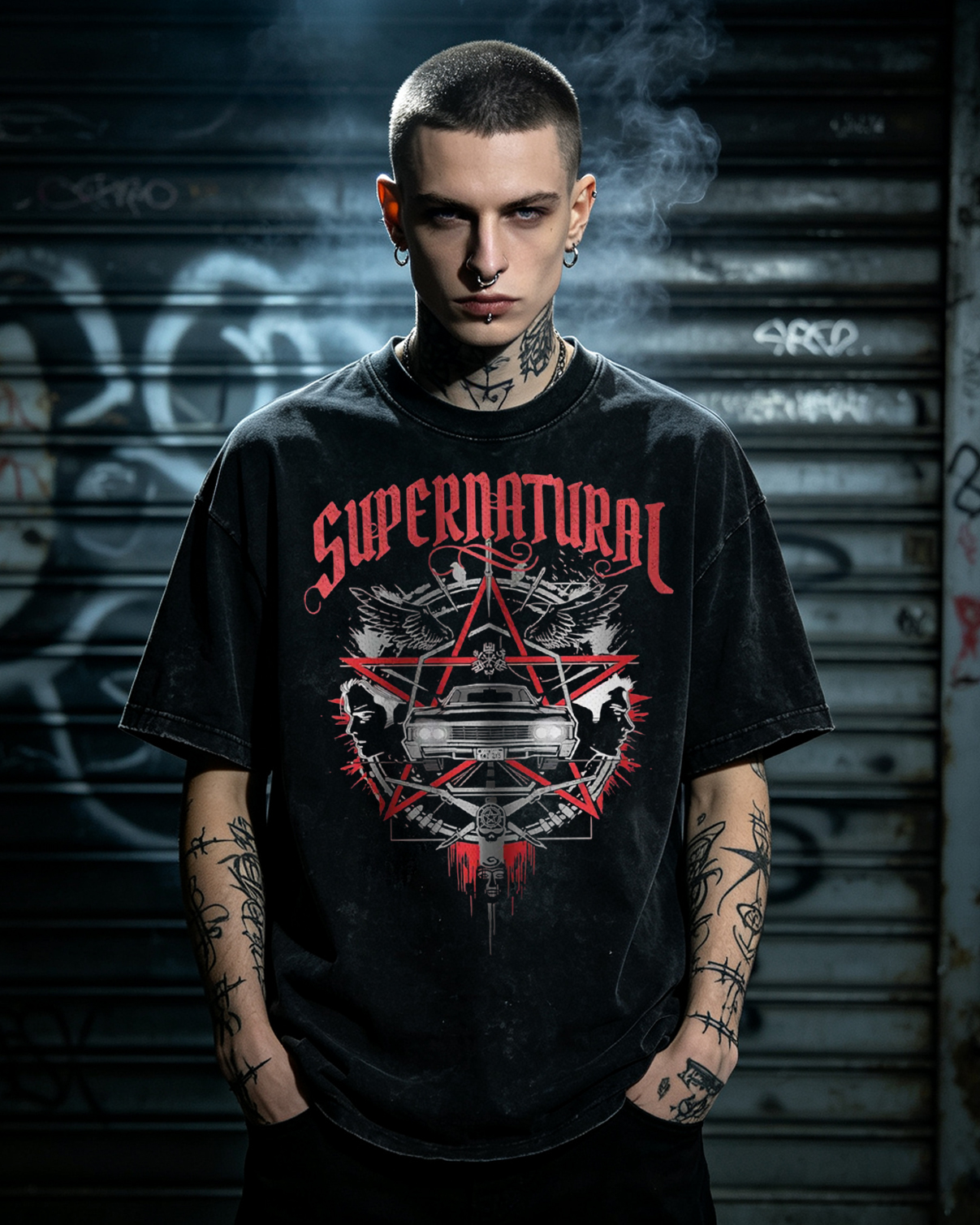 Classic Demon Hunter Muscle Car Washed T-Shirt