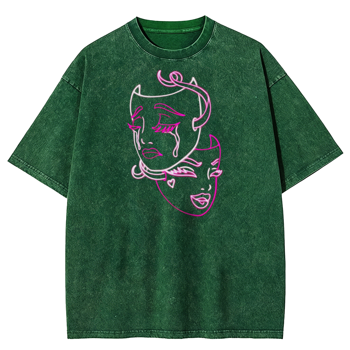 Cyber Devil Masks Pastel Goth Washed Oversized Tee