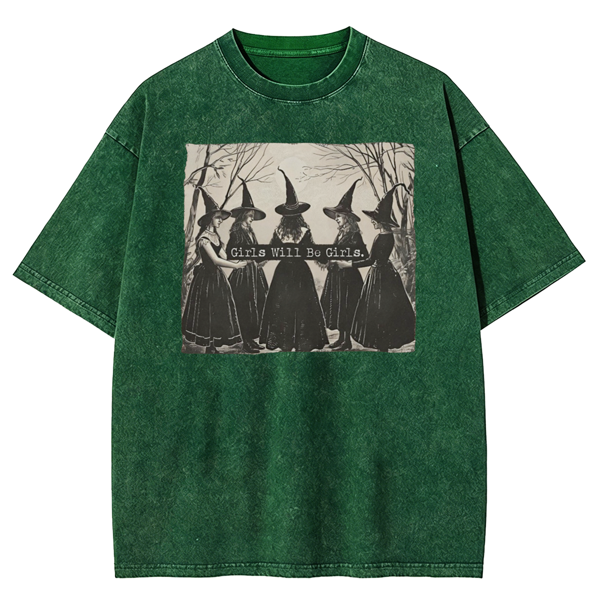 Girls Will Be Girls Salem Witch Washed T-Shirt