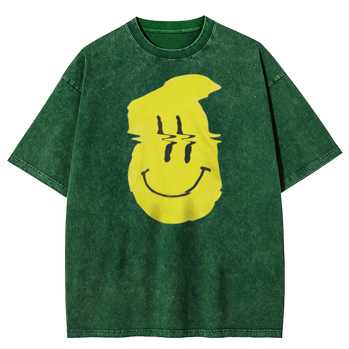 Glitch Smiley Pop Art Graphic Washed T-Shirt