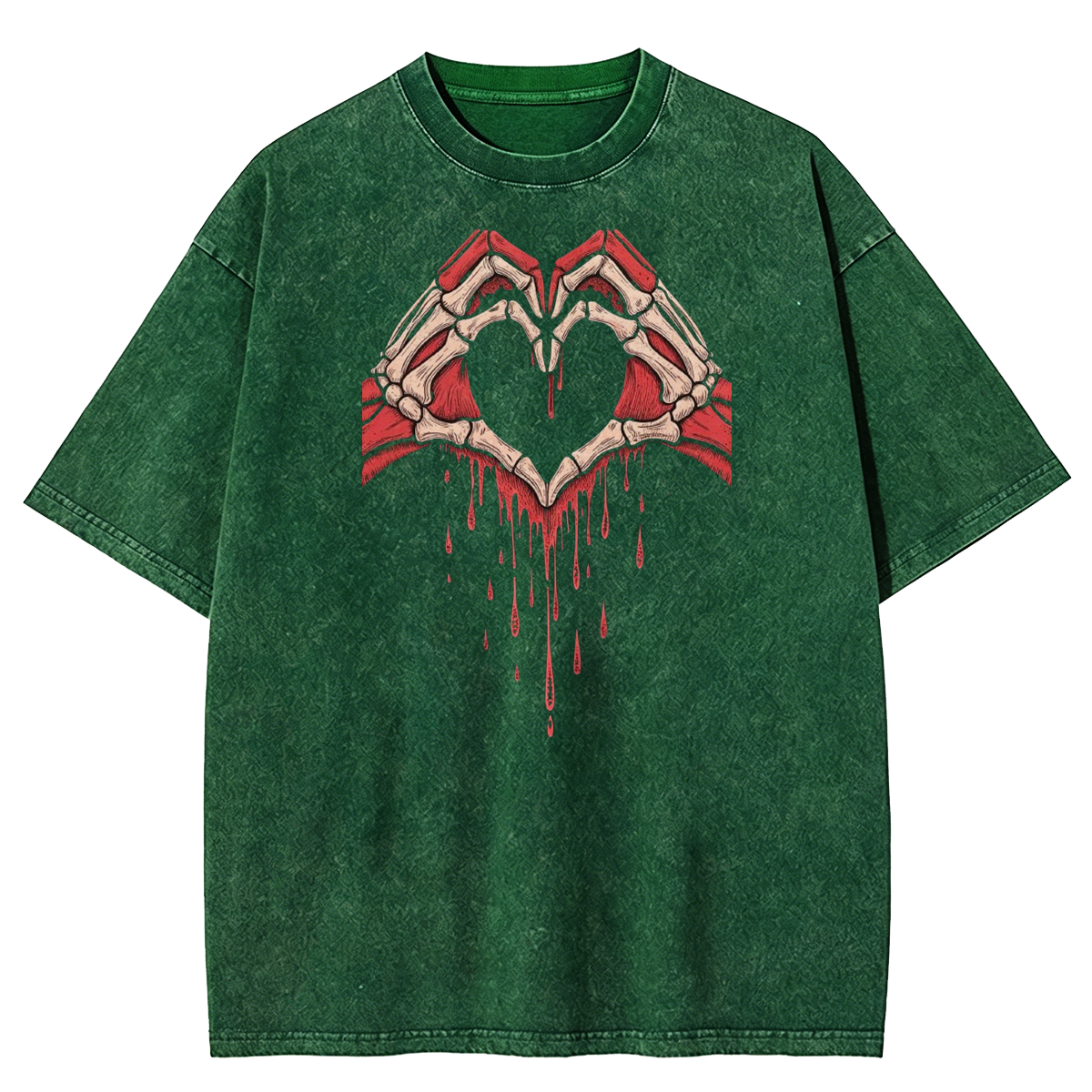 Heart Skull Hand Washed T-Shirt