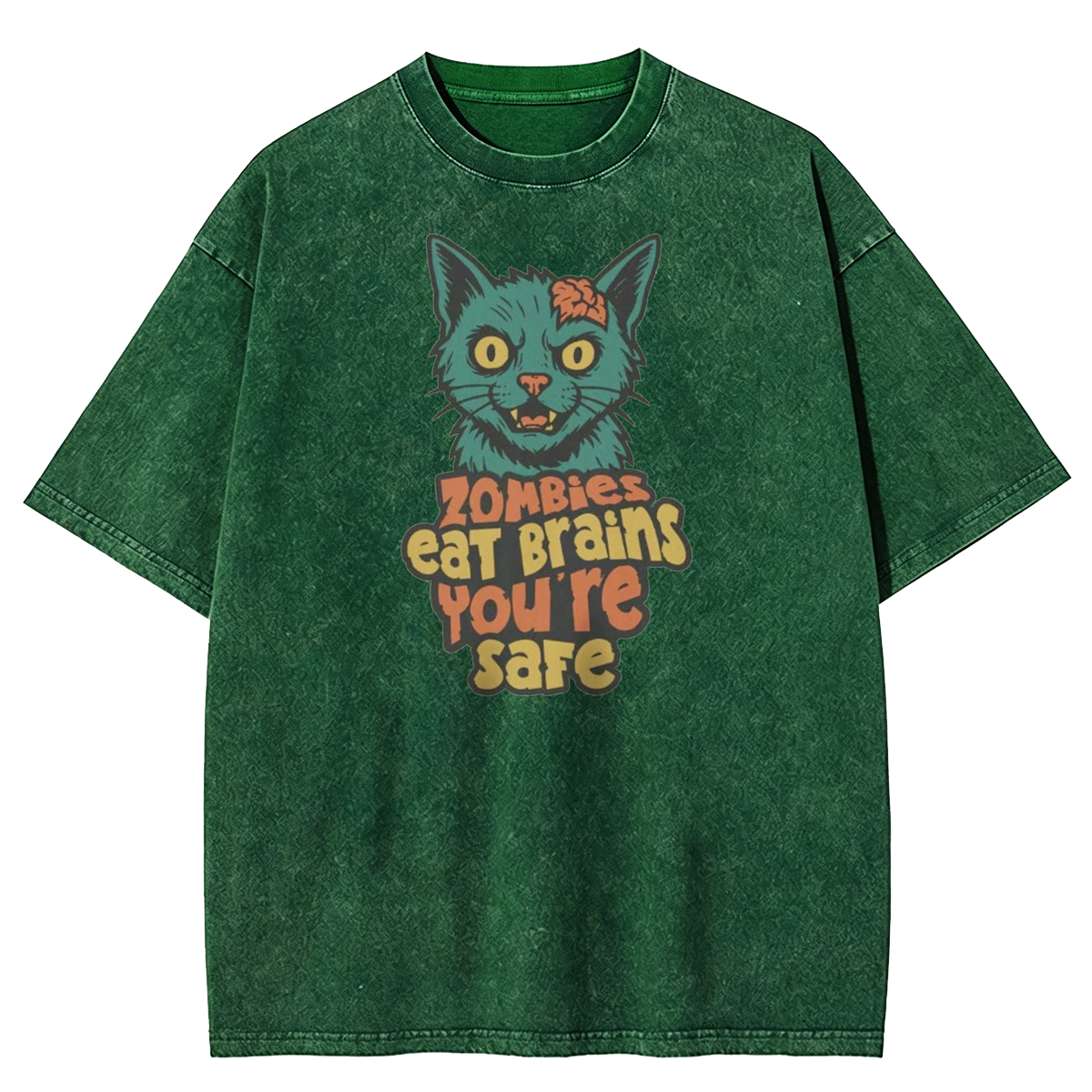 Zombie Cat Washed T-Shirt