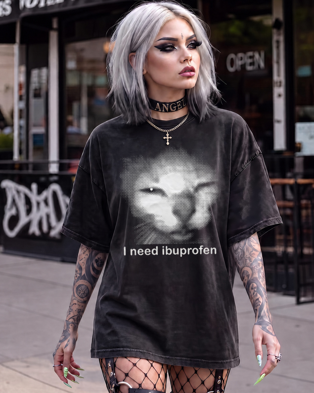 I need Ibuprofen Funny Cat Washed T-Shirt
