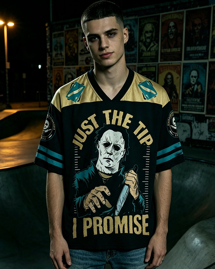 Just The Tip I Promise Horror Mesh Jersey