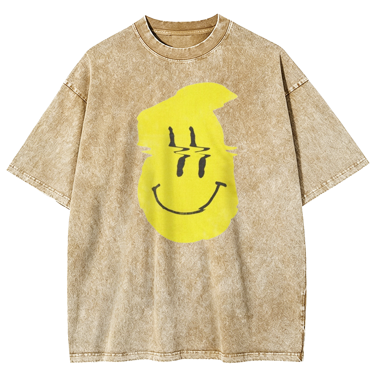 Glitch Smiley Pop Art Graphic Washed T-Shirt
