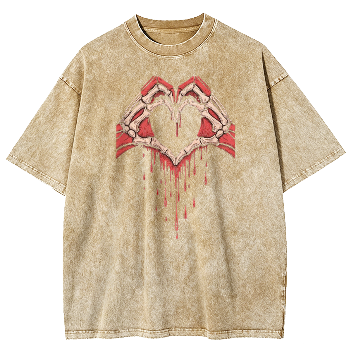 Heart Skull Hand Washed T-Shirt