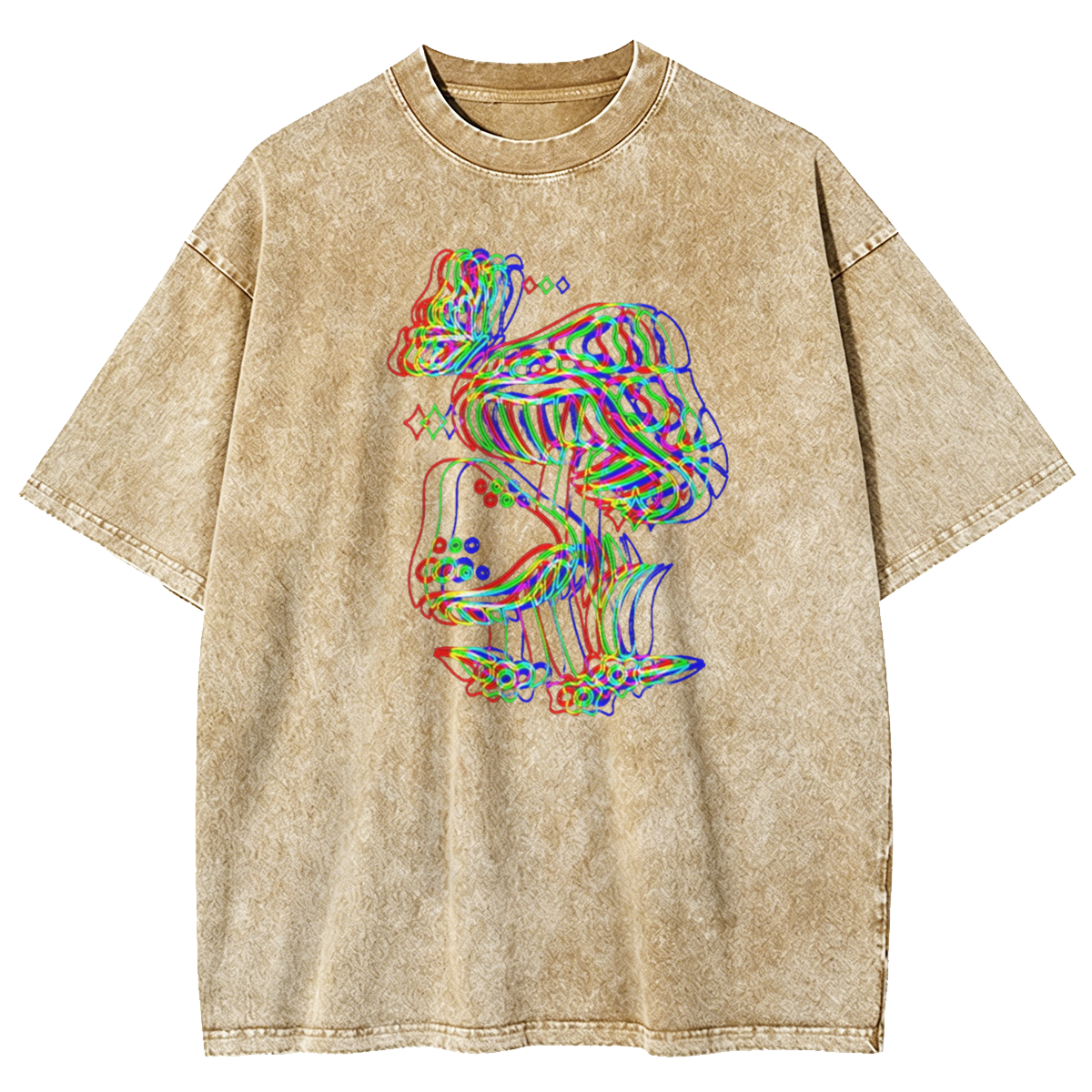 Psychedelic Mushroom, Rave Outfit, Music Festival Washed T-Shirt 