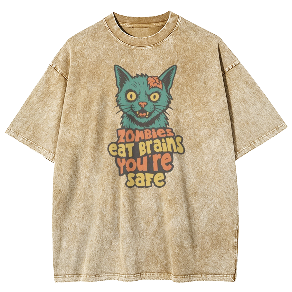 Zombie Cat Washed T-Shirt