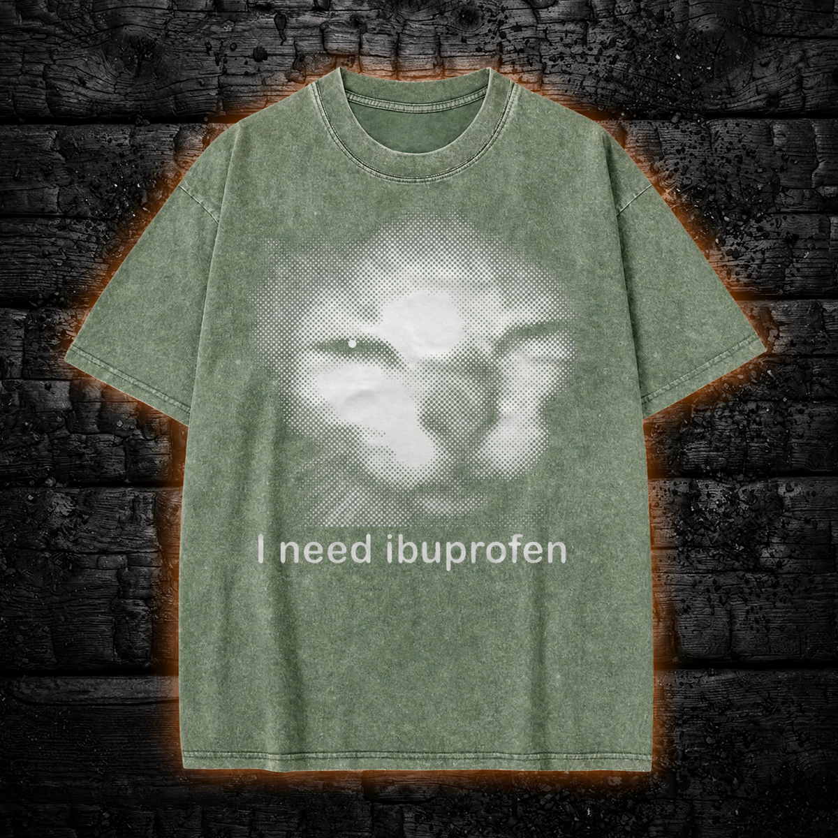 I need Ibuprofen Funny Vintage Graphic Cat Washed T-Shirt Gothcreep