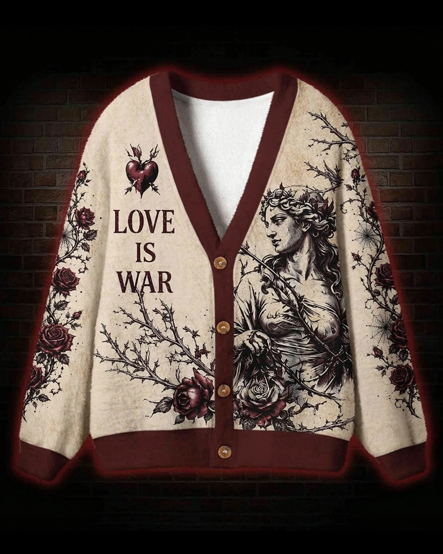 Love is War Greek Mythology Cardigan Sweater