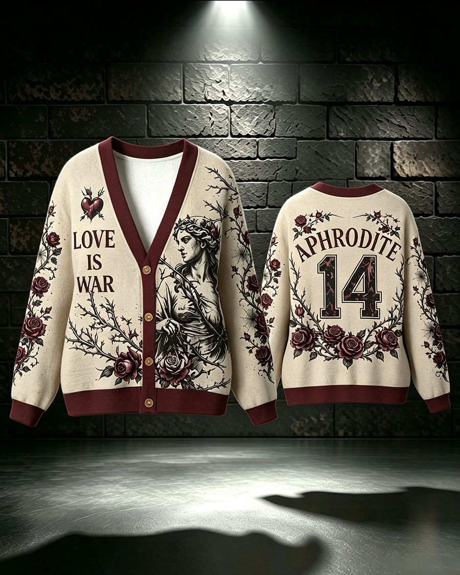 Love is War Greek Mythology Cardigan Sweater