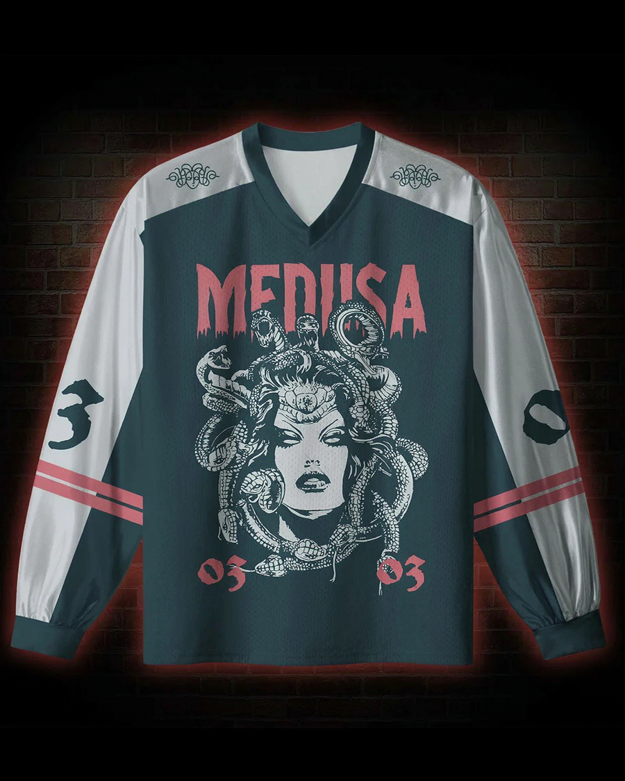Medusa V-Neck Long Sleeve Jersey