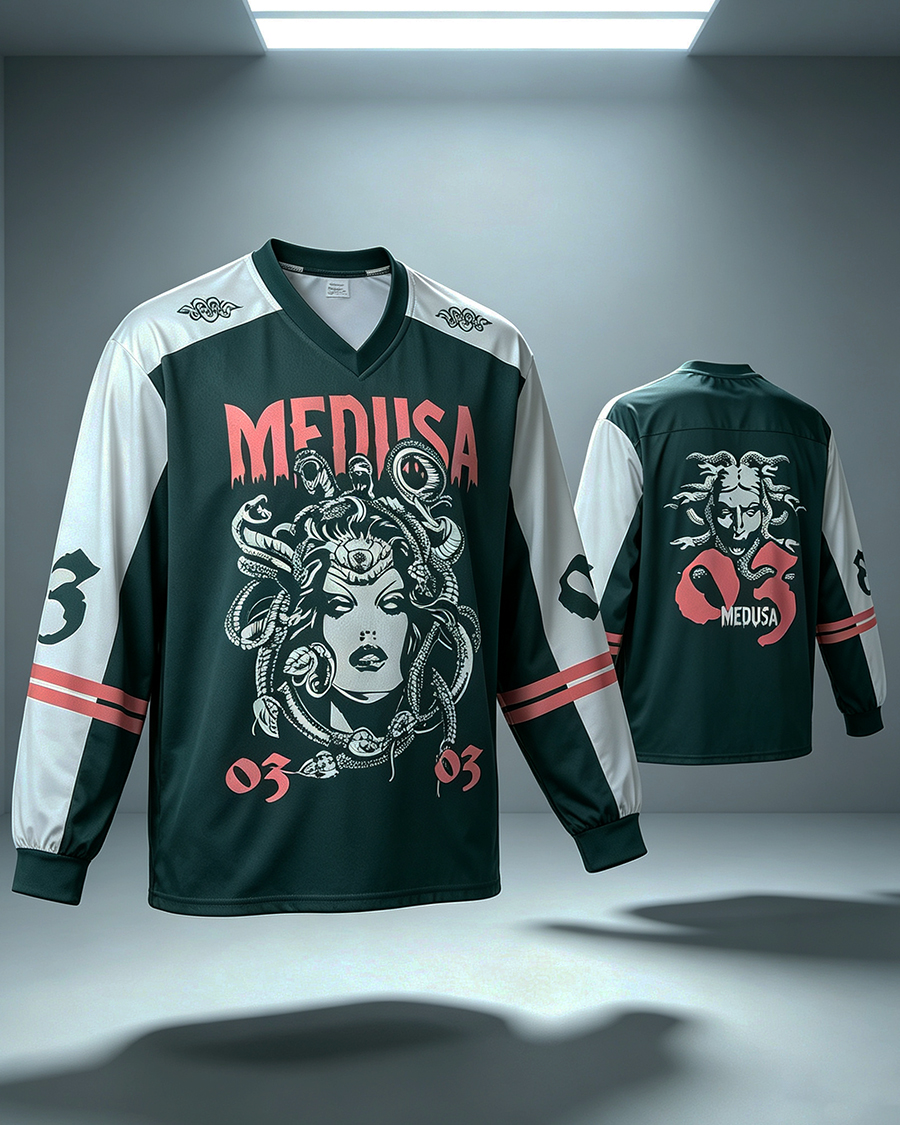 Medusa V-Neck Long Sleeve Jersey
