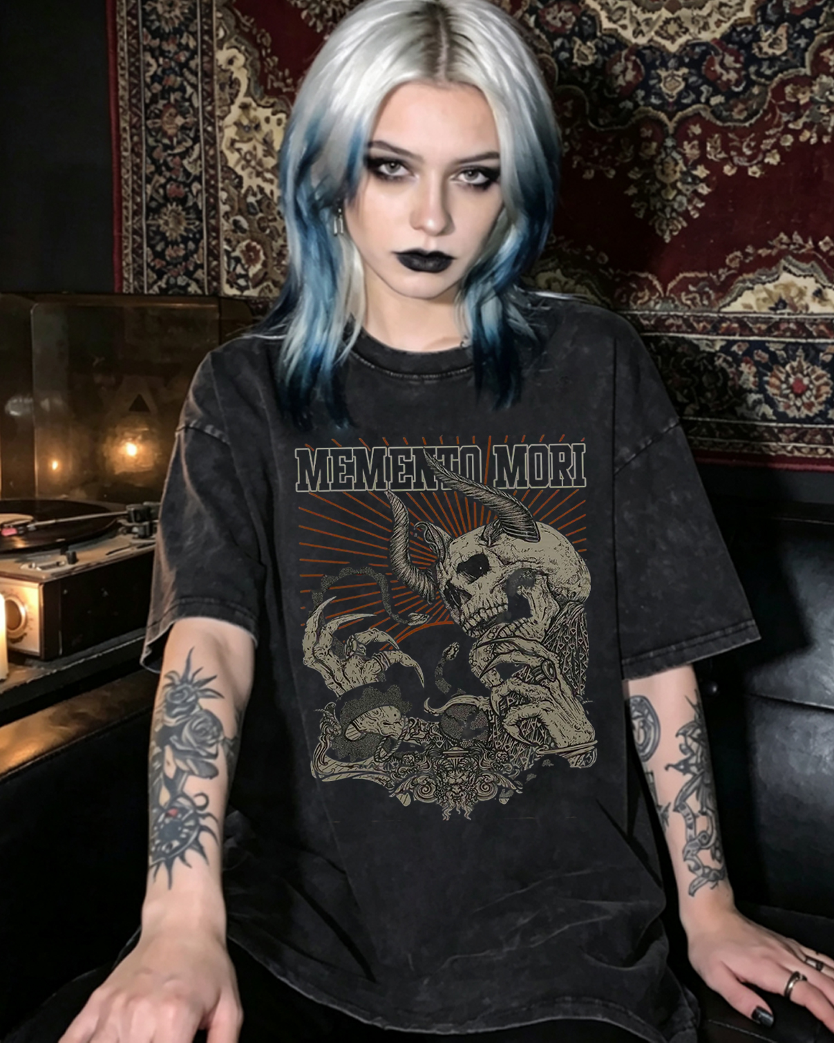 Memento Mori Horror Dark Washed T-Shirt