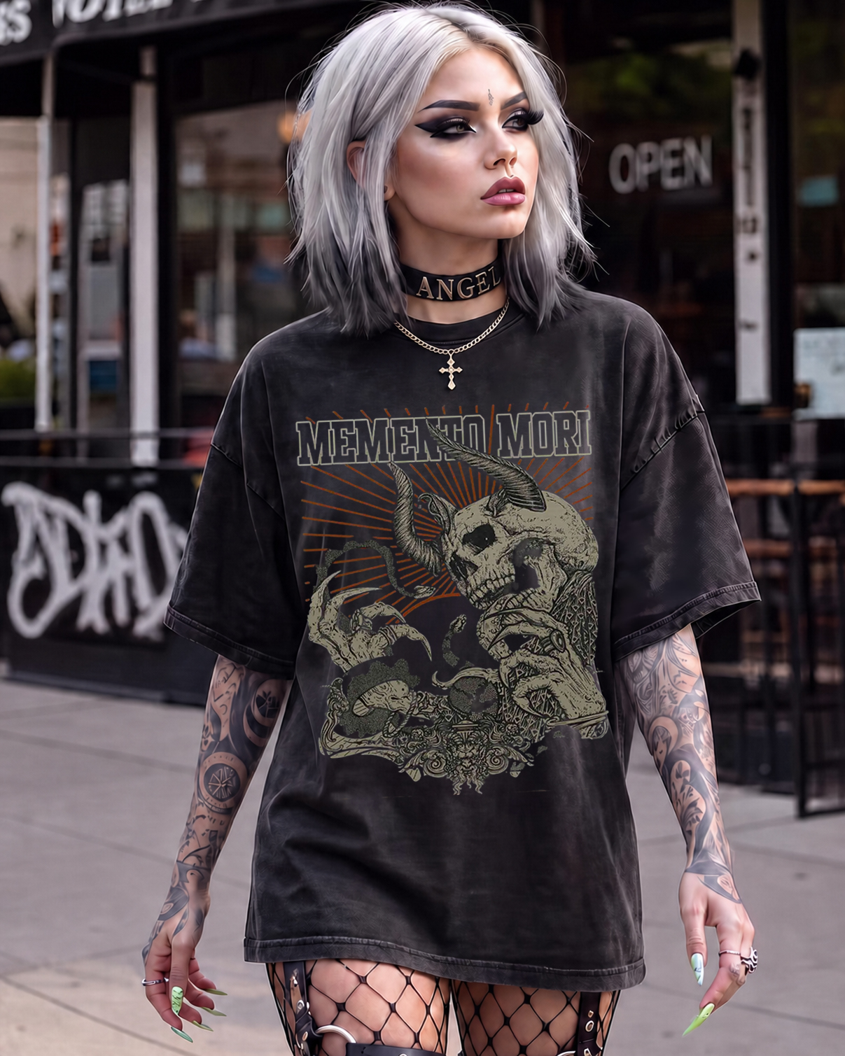 Memento Mori Horror Dark Washed T-Shirt