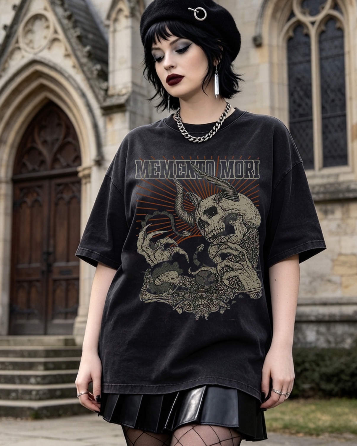 Memento Mori Horror Dark Washed T-Shirt