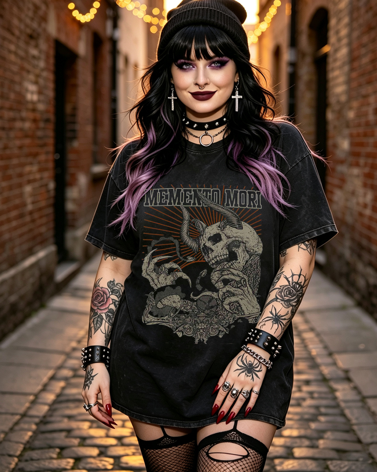 Memento Mori Horror Dark Washed T-Shirt