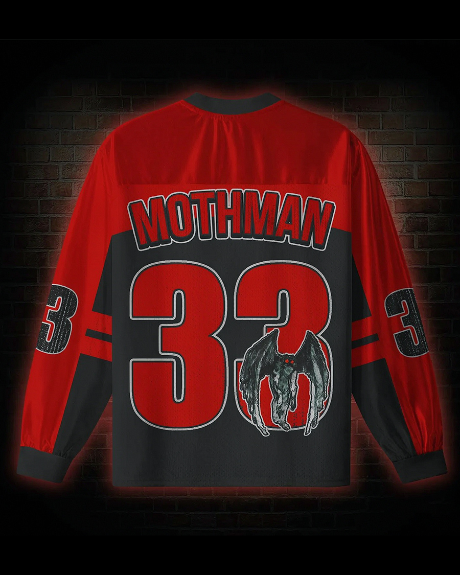 Mothman Cryptid V-Neck Mesh Long Sleeve Jersey