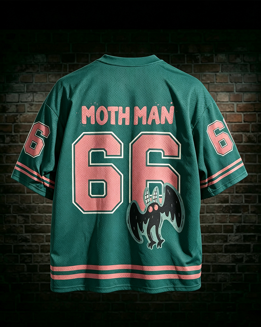 Vintage Mothman Cryptid Graphic Mesh Jersey