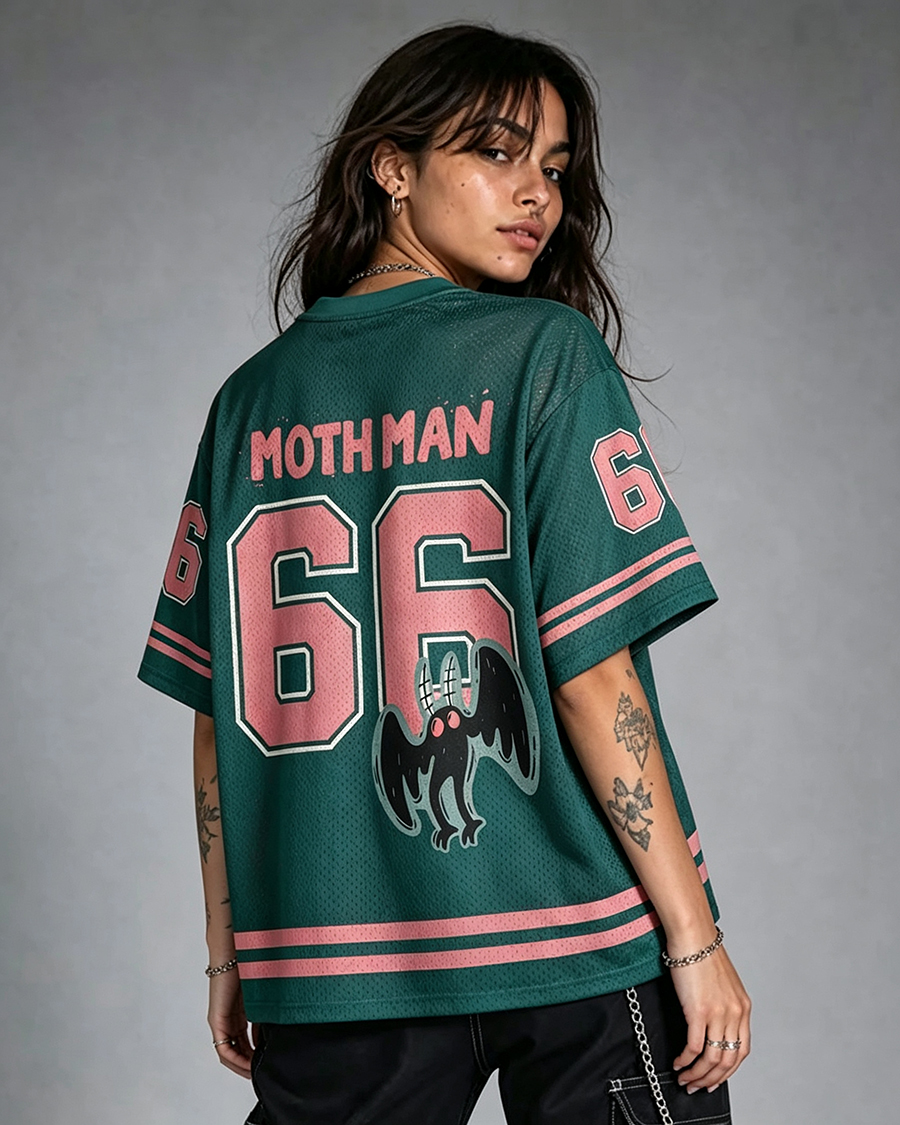 Vintage Mothman Cryptid Graphic Mesh Jersey