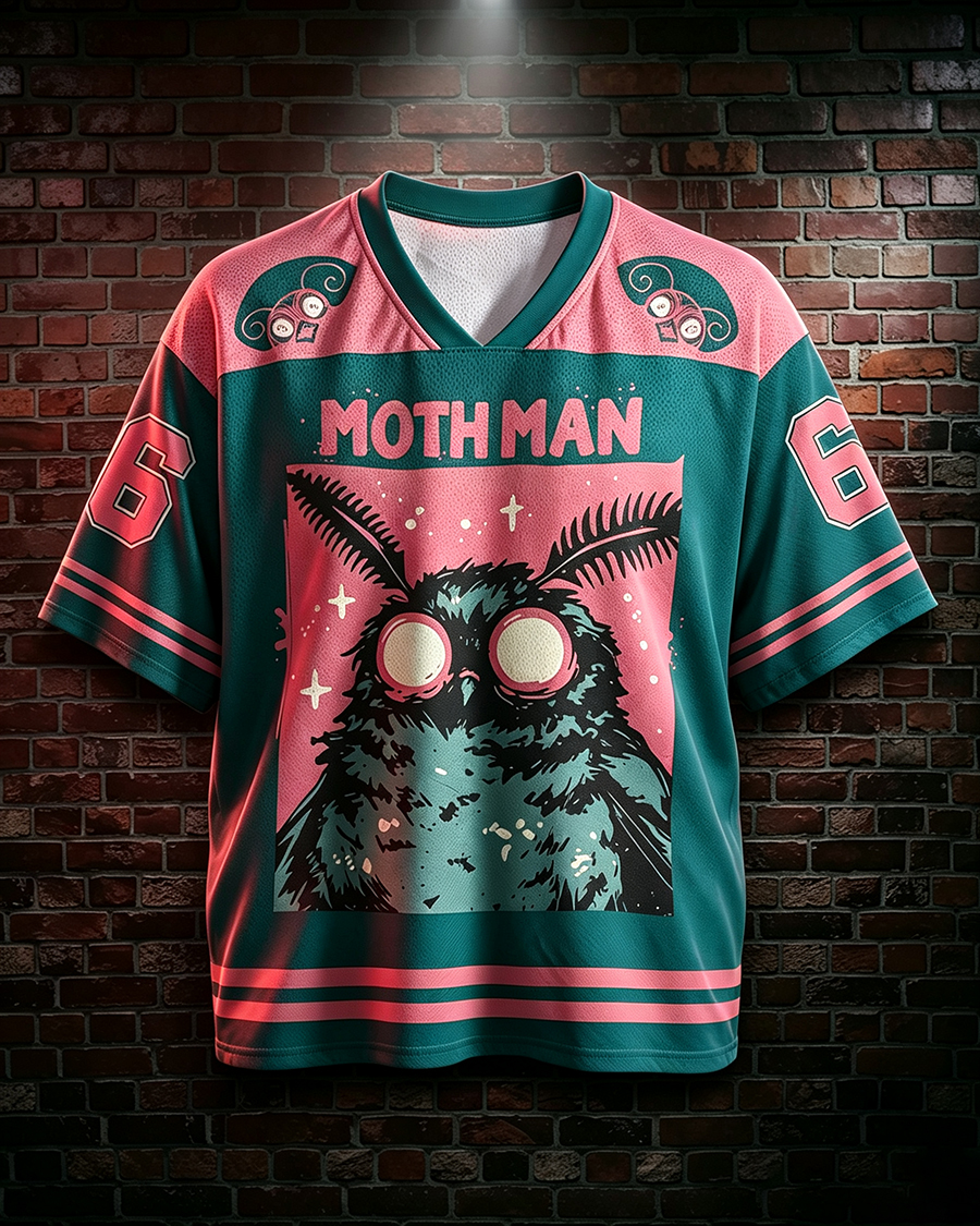 Vintage Mothman Cryptid Graphic Mesh Jersey