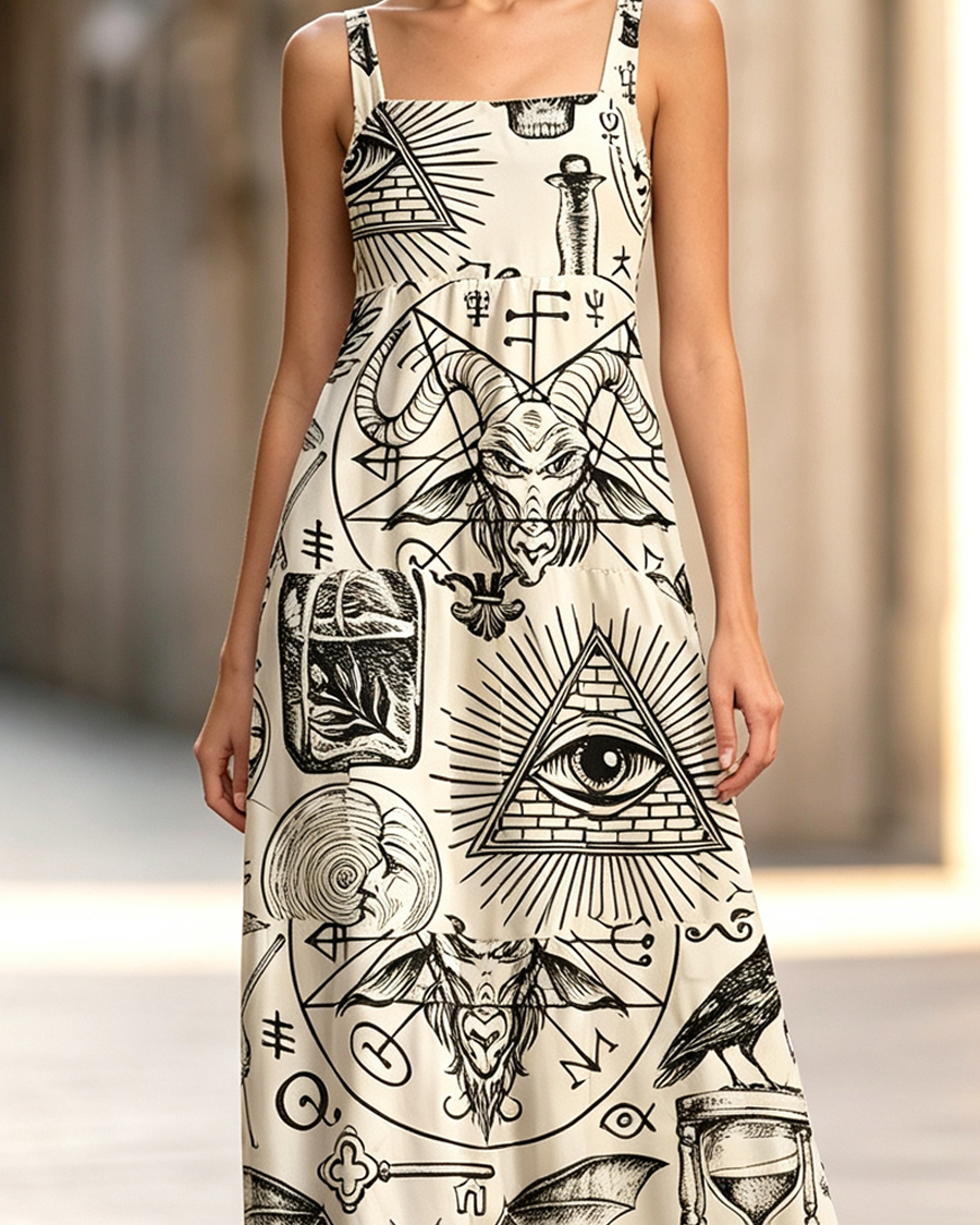 Gothic Mystic Symbols Maxi Dress