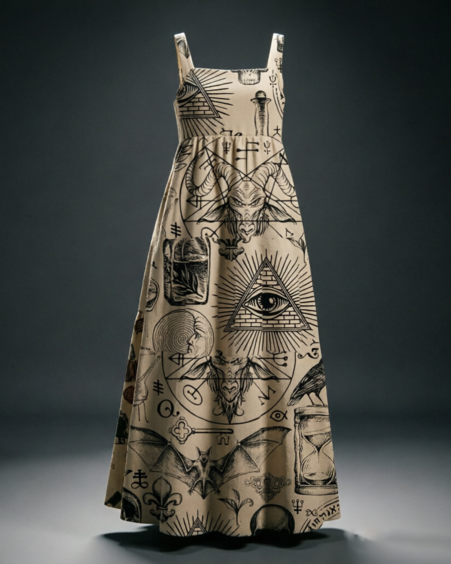 Gothic Mystic Symbols Maxi Dress