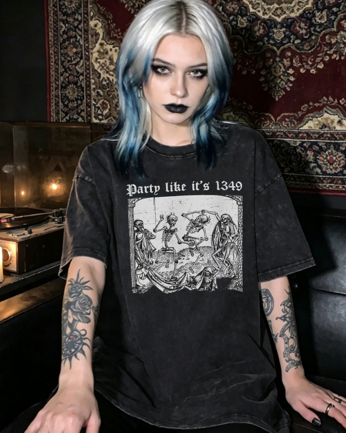 Party Like it's 1349 Washed T-Shirt Black Death
