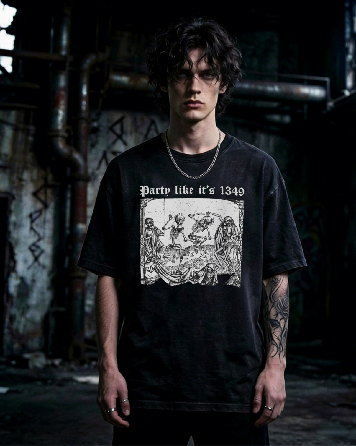 Party Like it's 1349 Washed T-Shirt Black Death