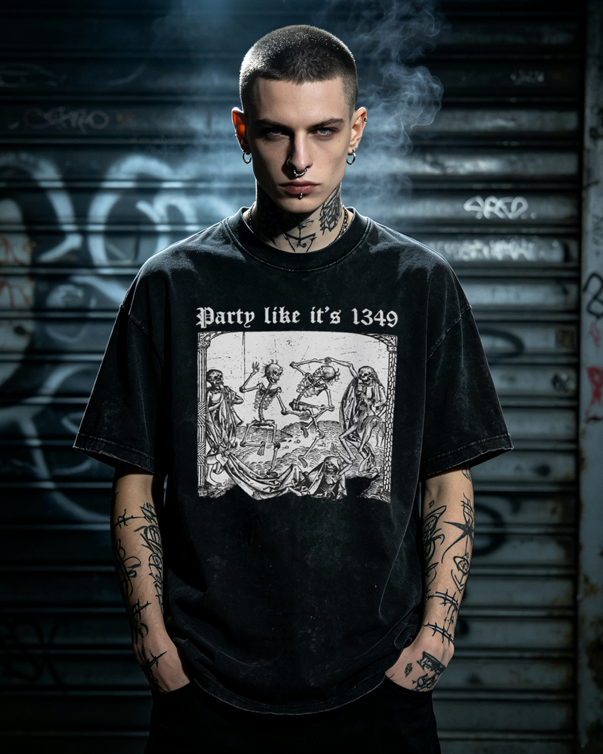Party Like it's 1349 Washed T-Shirt Black Death