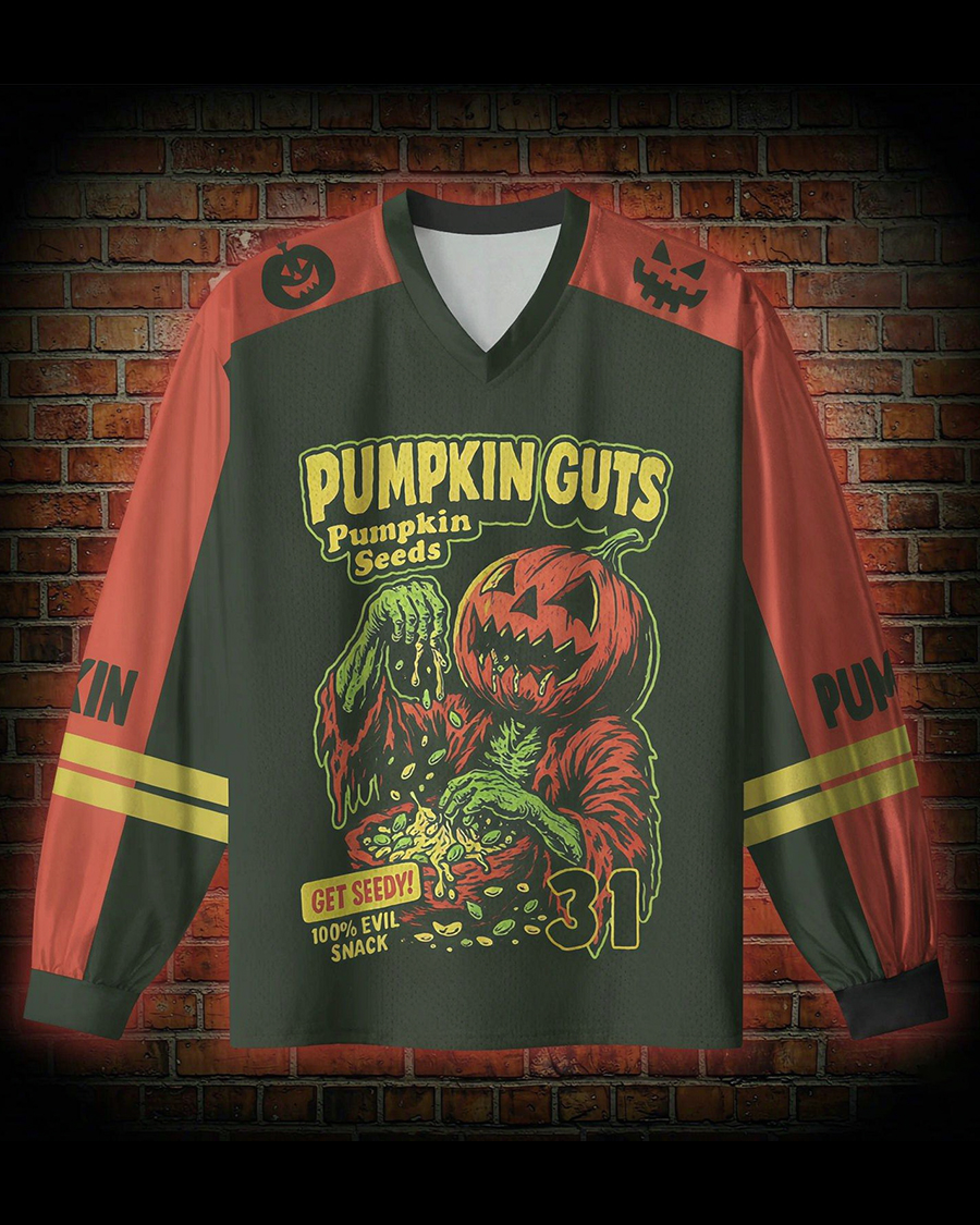 Pumpkin Guts V-Neck Long Sleeve Jersey