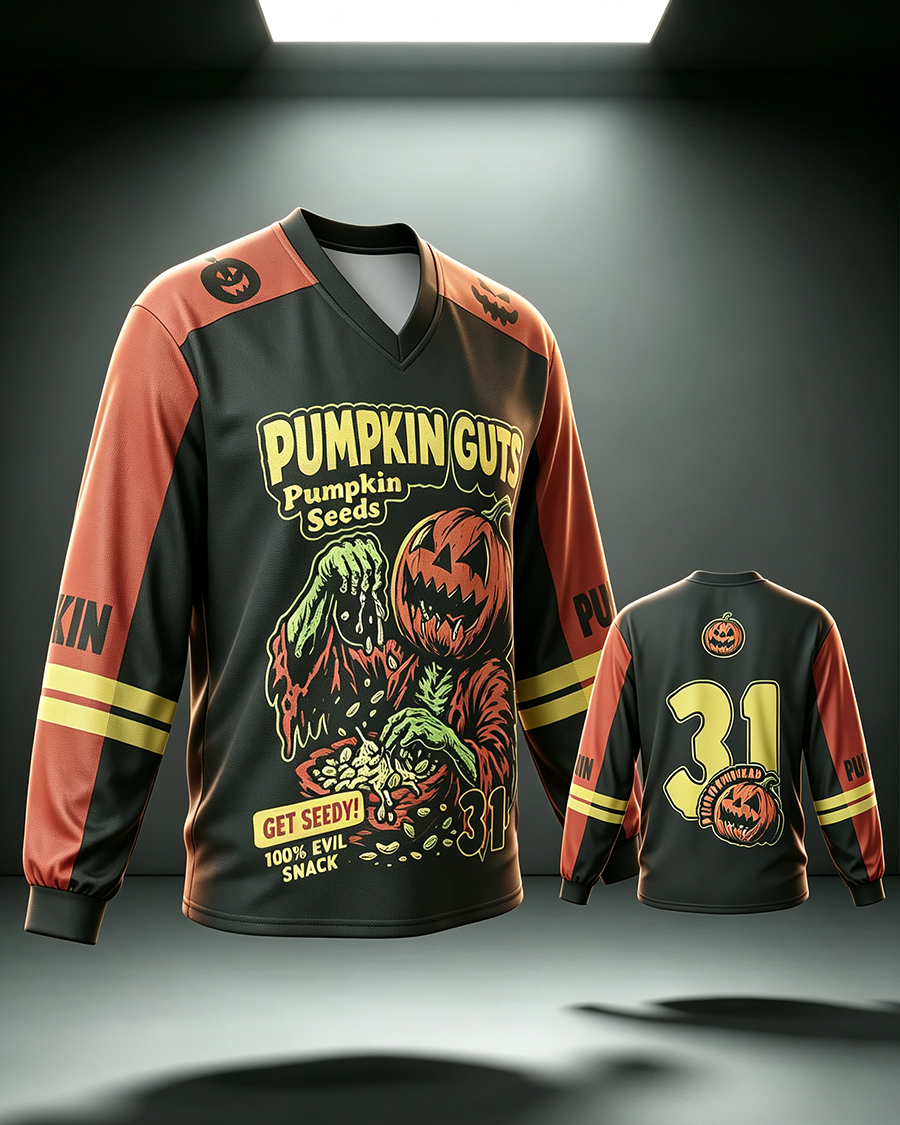 Pumpkin Guts V-Neck Long Sleeve Jersey