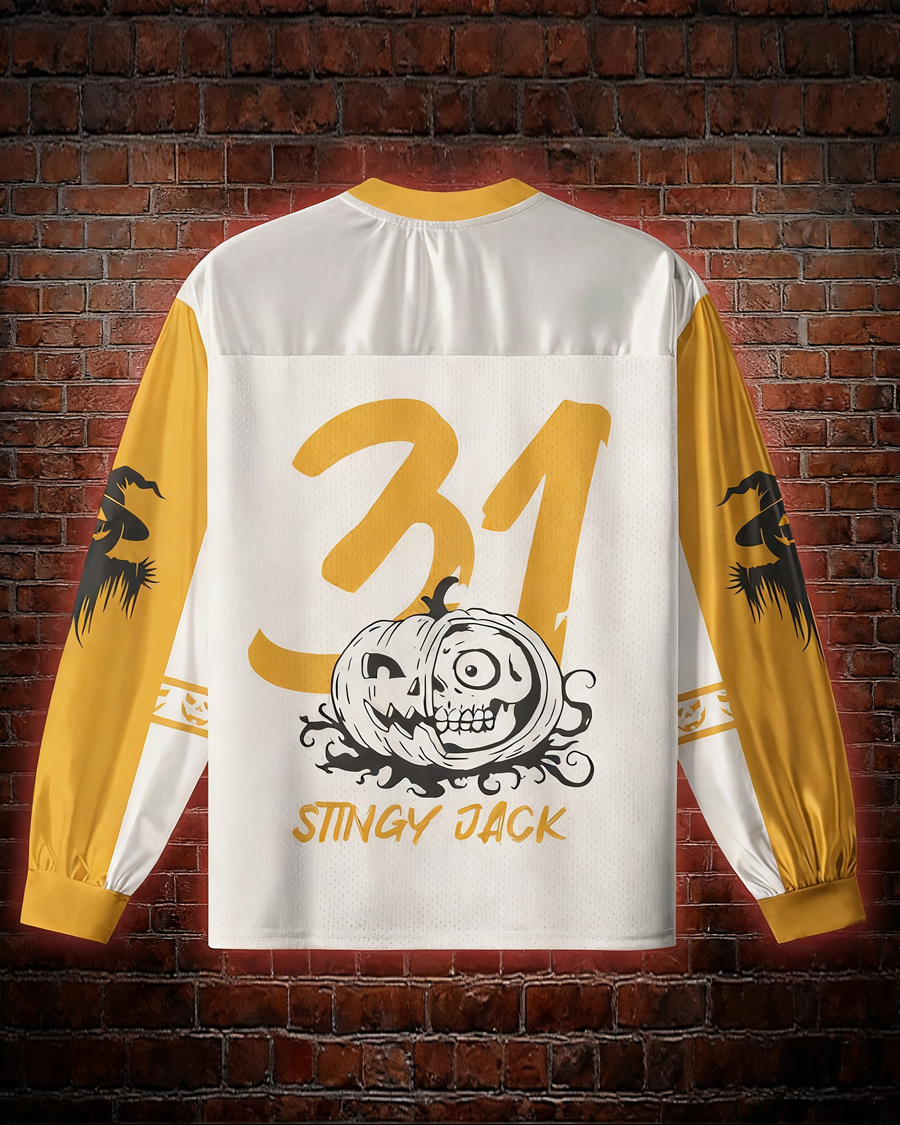 Pumpkin Man Horror V-Neck Long Sleeve Jersey