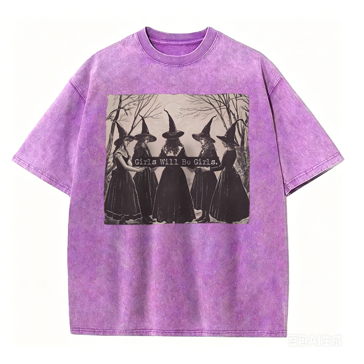 Girls Will Be Girls Salem Witch Washed T-Shirt