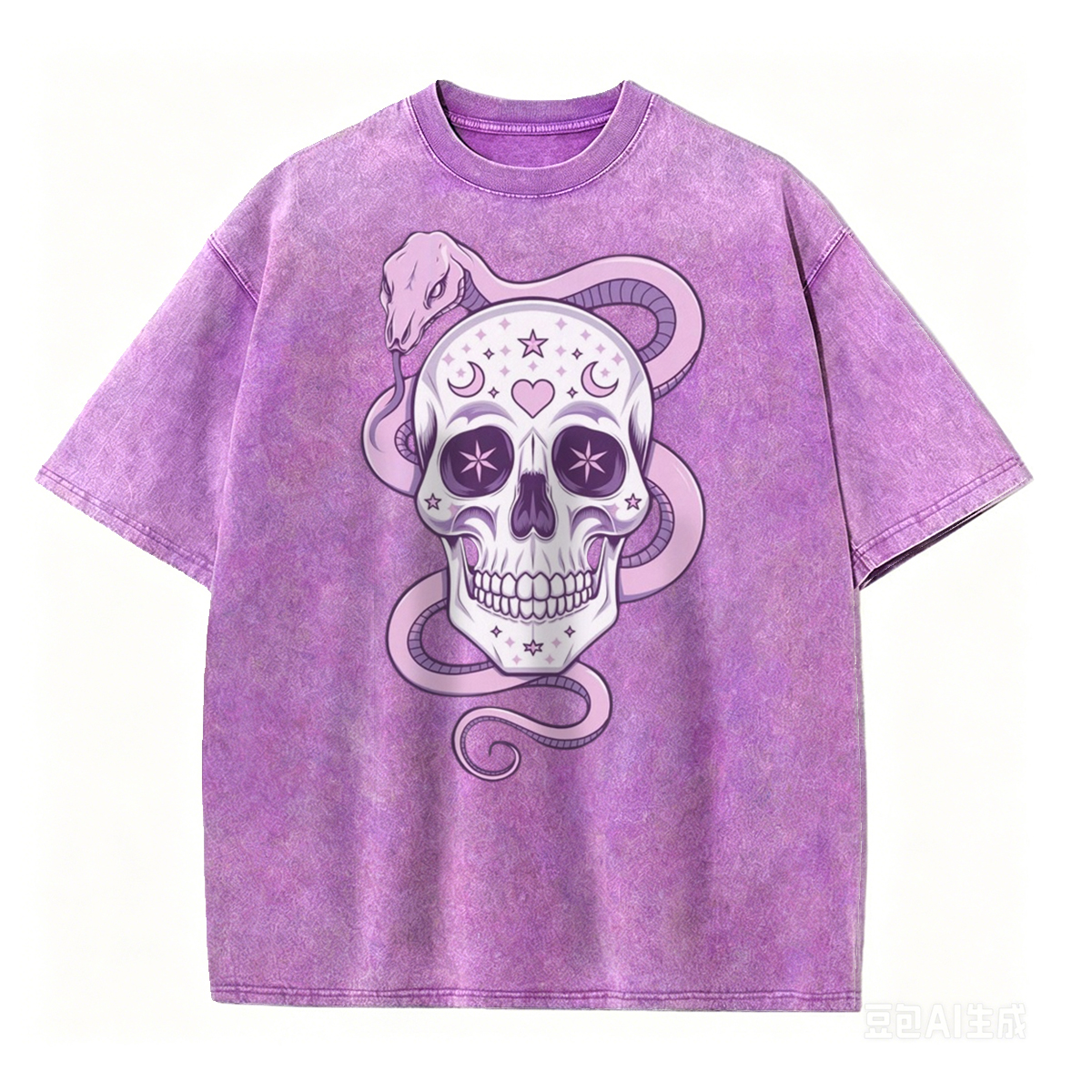 Stardust Serpentine Pastel Goth Washed Oversized T-Shirt