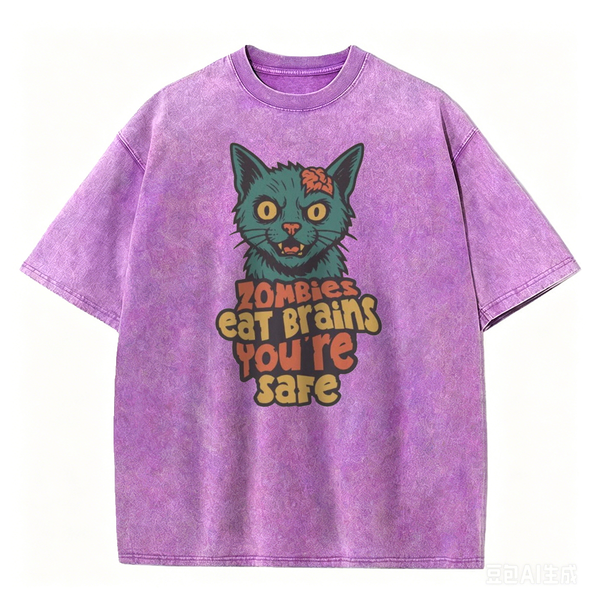 Zombie Cat Washed T-Shirt