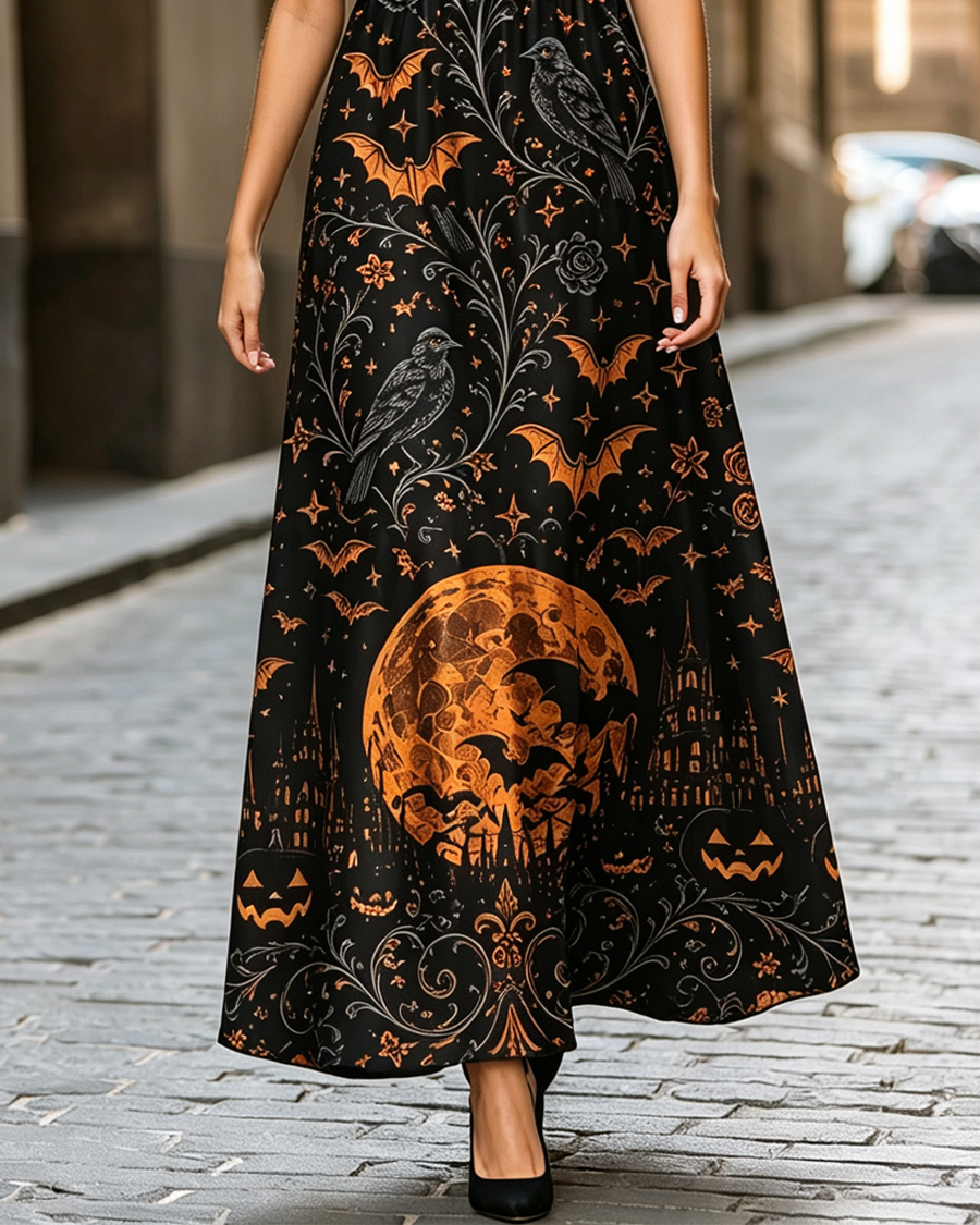 Raven Moon Halloween Maxi Dress