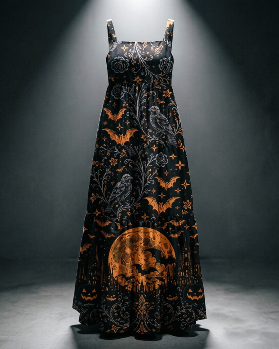 Raven Moon Halloween Maxi Dress