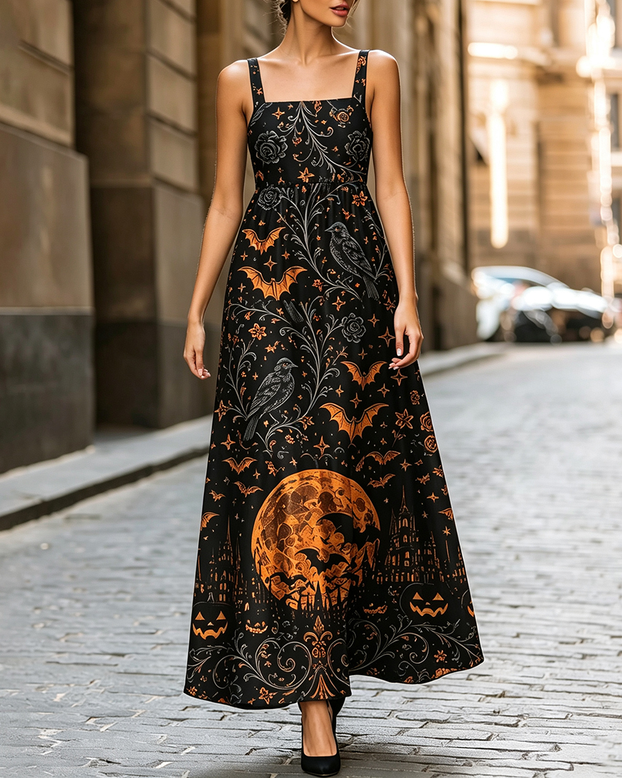 Raven Moon Halloween Maxi Dress