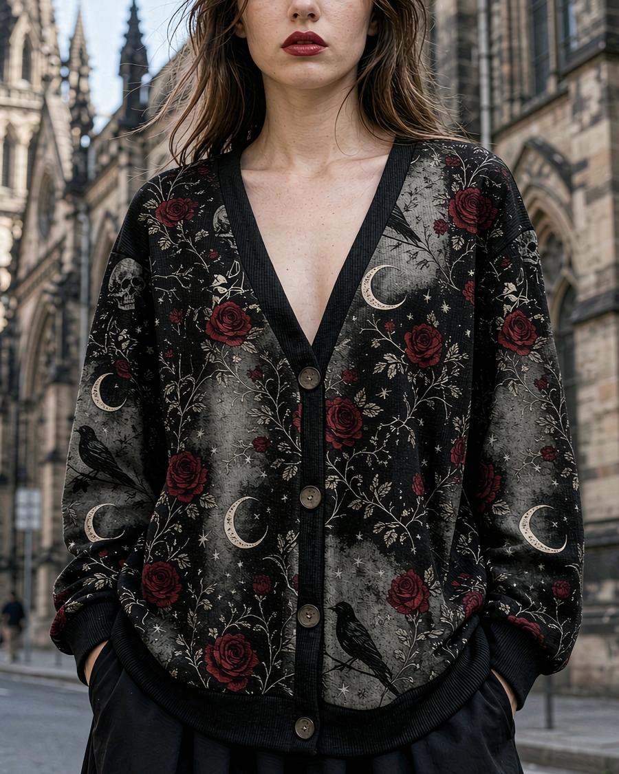 Romantic Gothic Raven & Rose Sweater