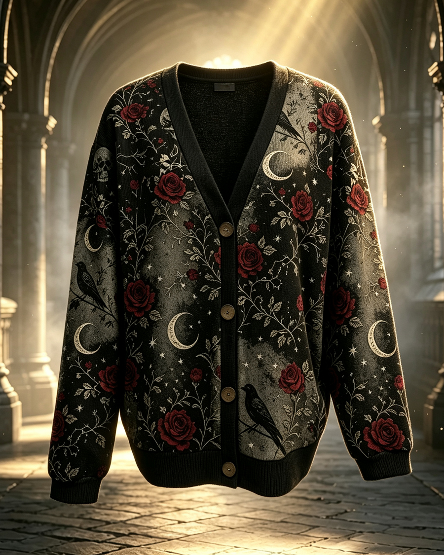 Romantic Gothic Raven & Rose Sweater