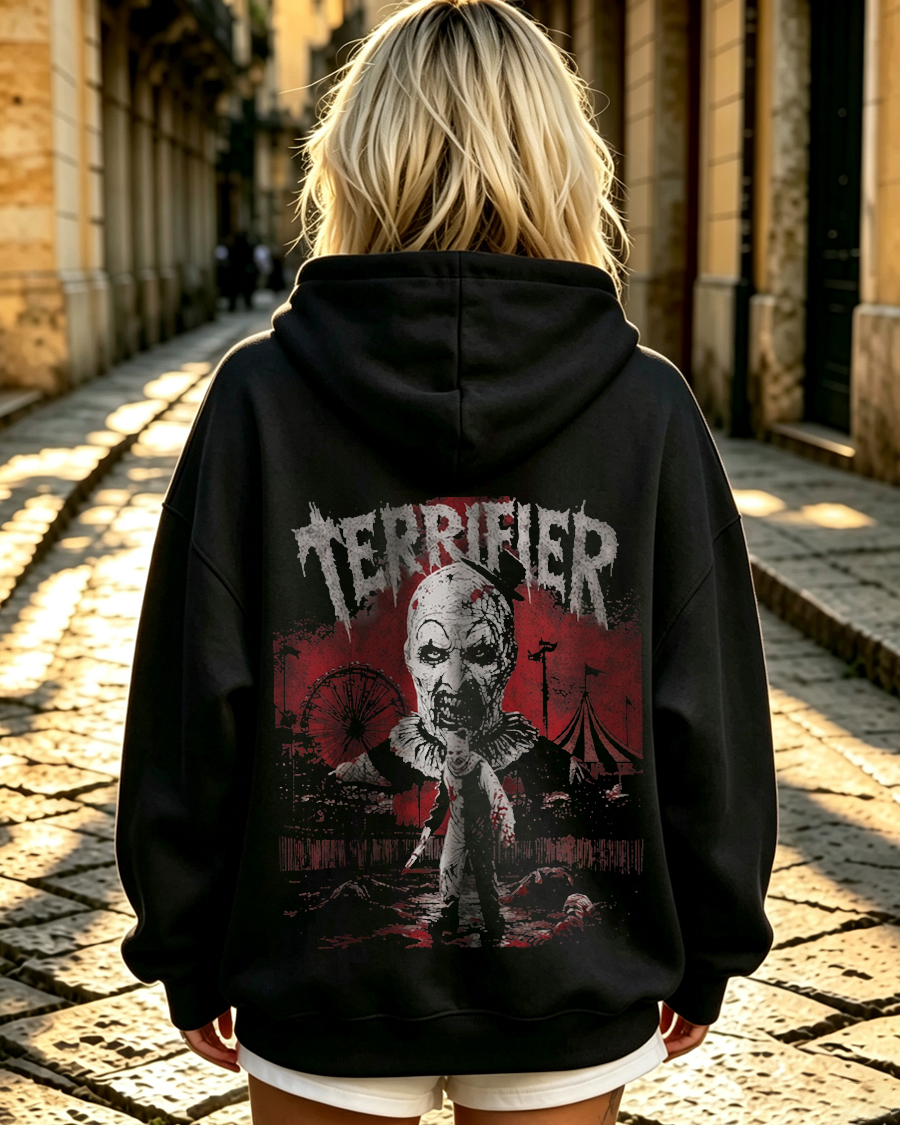 Sinister Carnival Clown Horror Graphic Hoodie