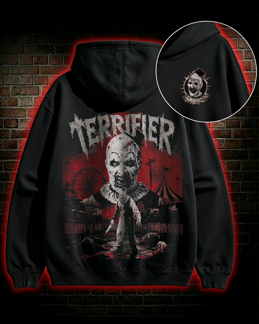 Sinister Carnival Clown Horror Graphic Hoodie