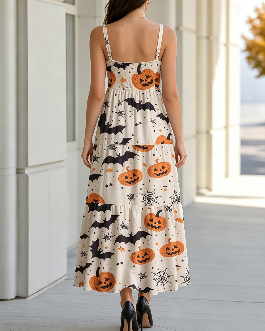 Spooky Bats Halloween Maxi Dress