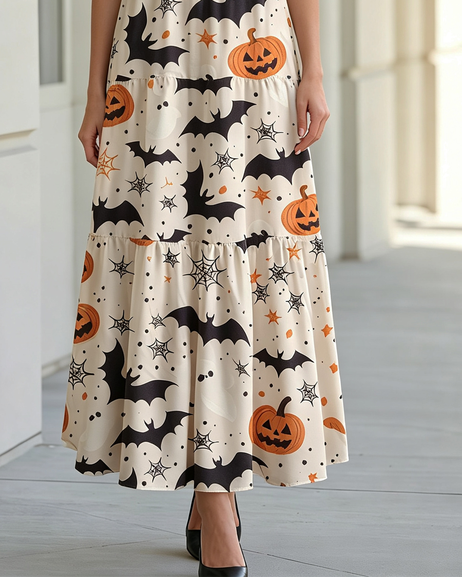 Spooky Bats Halloween Maxi Dress