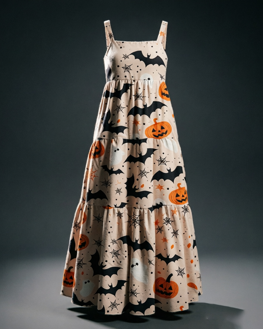 Spooky Bats Halloween Maxi Dress