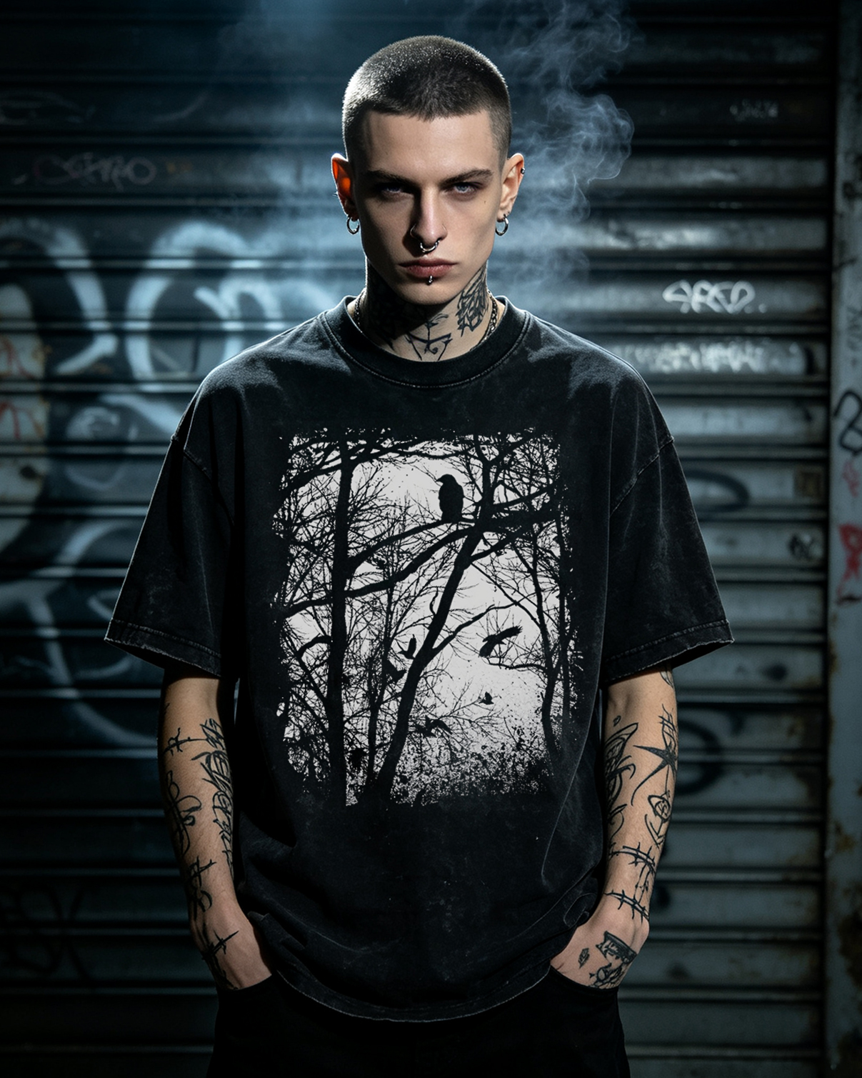 Tree Forest Raven Washed T-Shirt