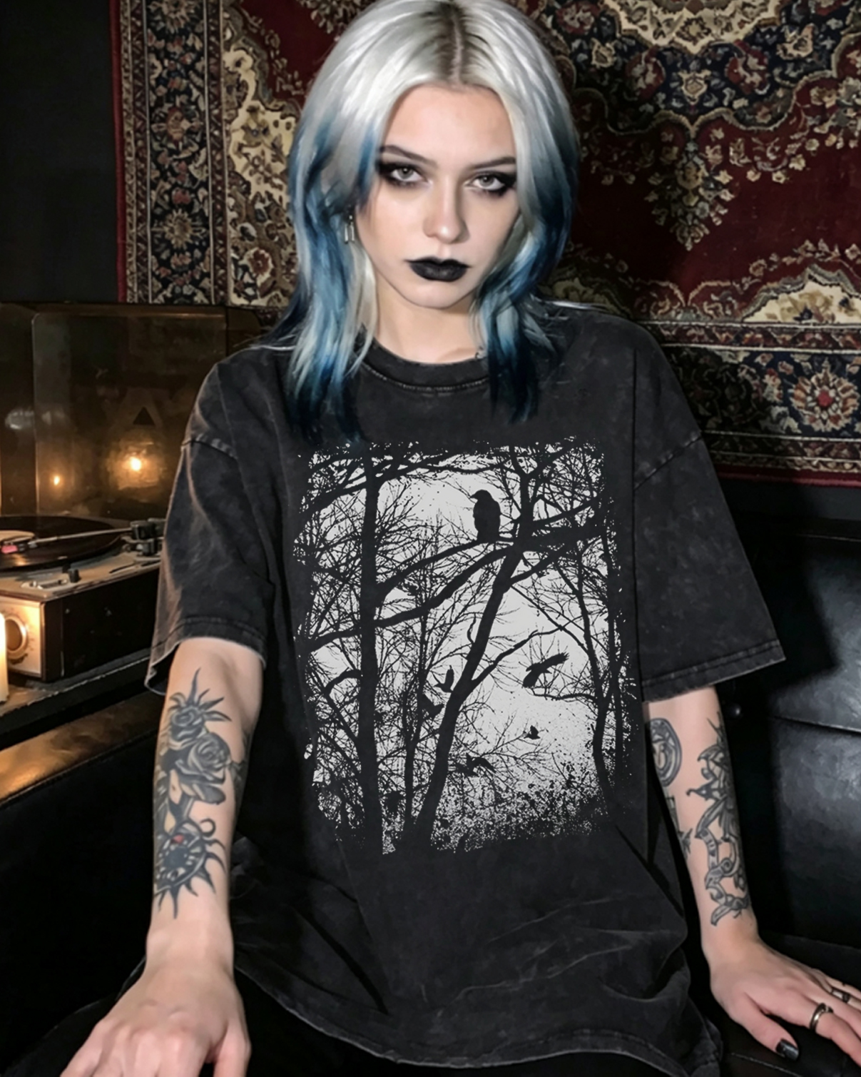 Tree Forest Raven Washed T-Shirt